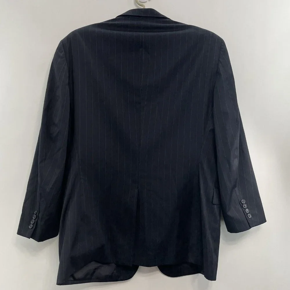 Jos A Bank Blazer Sport Coat Suit Jacket Gordon Wool Striped Black Mens 50L